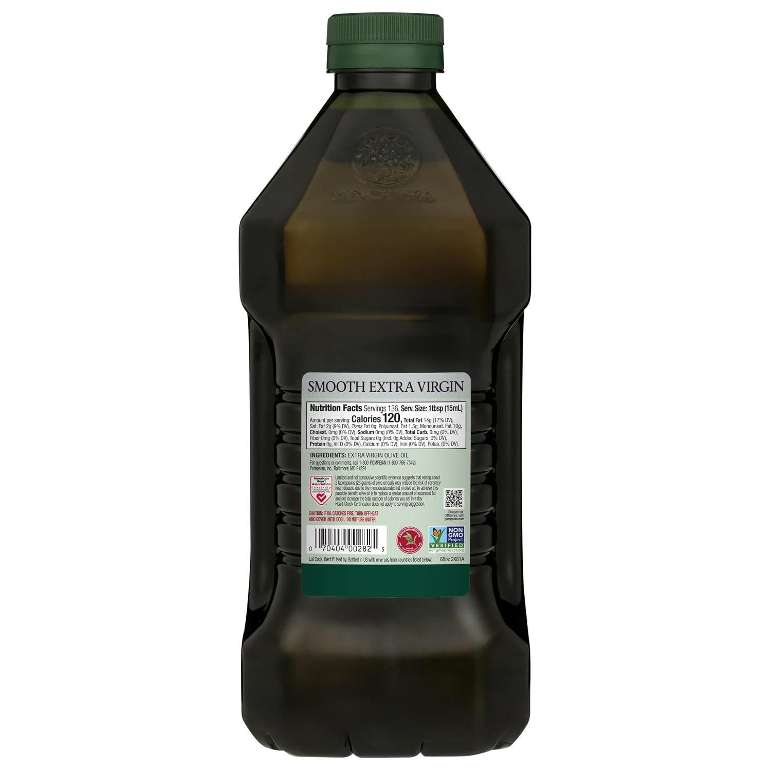 Pompeian Smooth Extra Virgin Olive Oil - 32 Fl Oz | First Cold Pressed Olive Oil for Cooking - Smooth Taste for Sauteing, Stir-Frying, and Baking