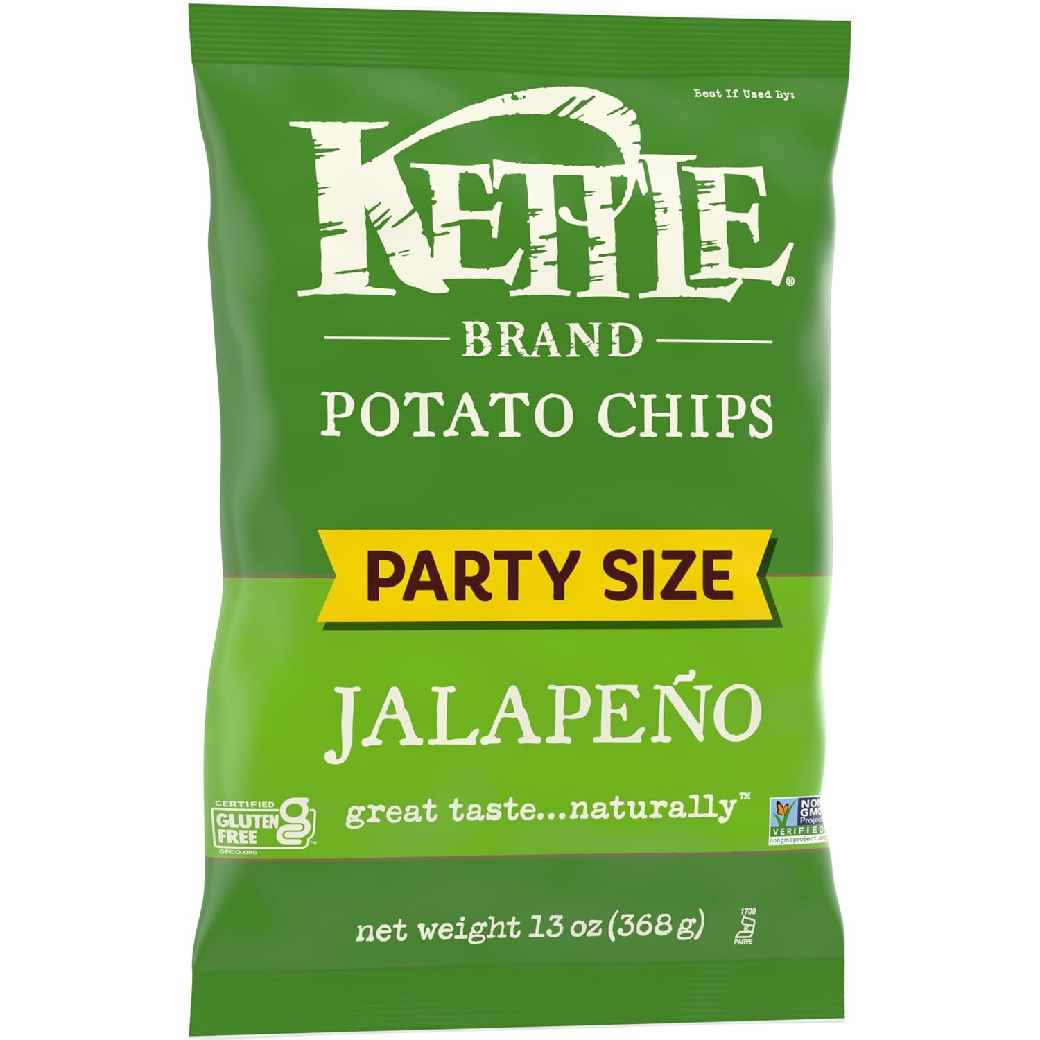 Kettle Brand Potato Chips, Jalapeno Kettle Chips, Party Size, 13 Oz