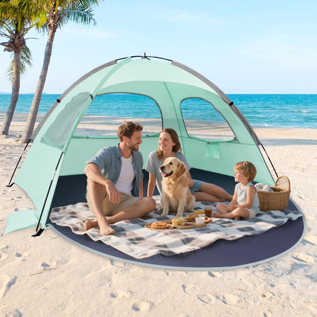 NXONE Beach Tent Sun Shelter, UPF 50+ UV Protection, Easy Setup