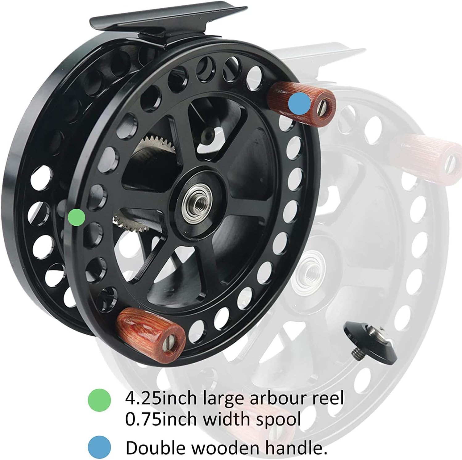 Maxcatch Center Pin Floating Fishing Reel Aluminum CNC Machined Centerpin Reel 4 1/2 INCH 110MM (Black)