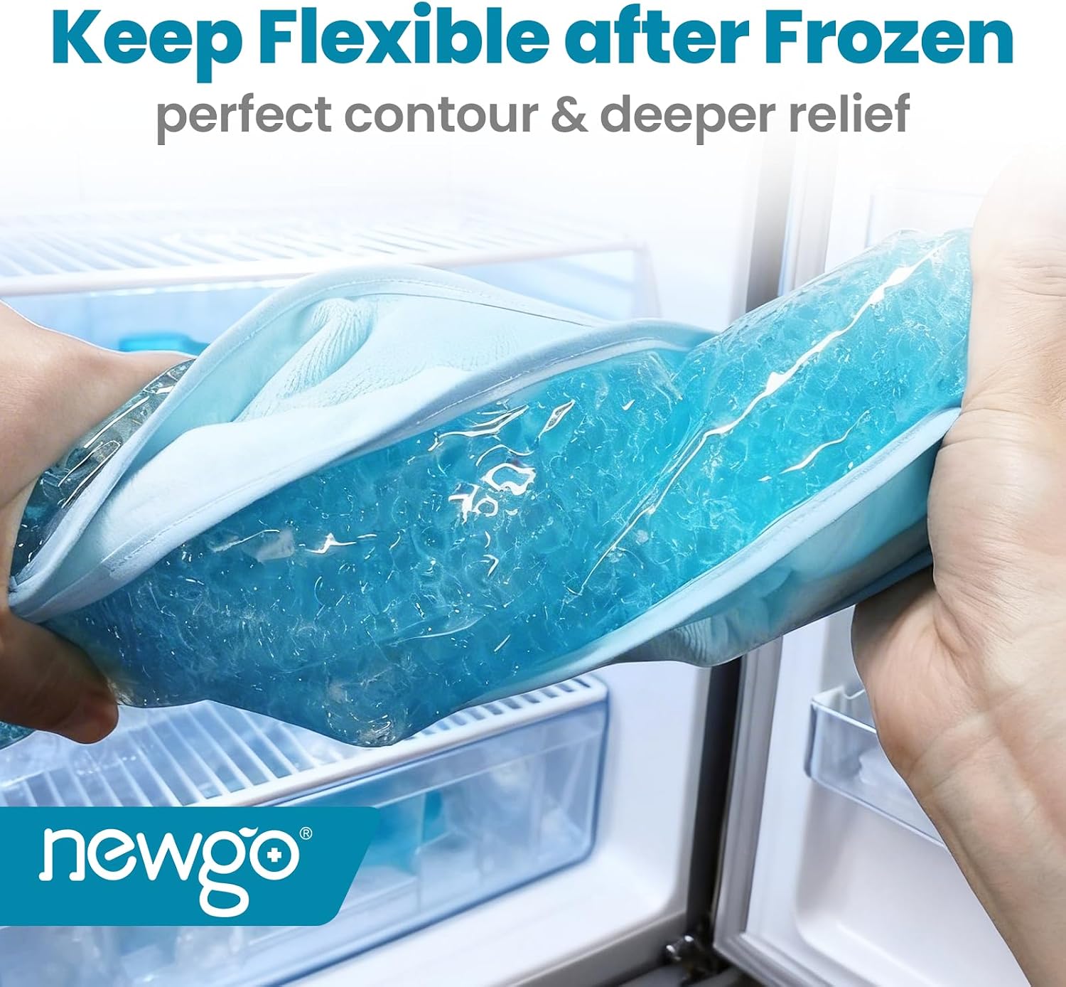 NEWGO Ice Pack for Neck Pain Relief, FSA Eligible, Blue | Double-sided Material, Neck Ice Wrap for Cervical Pain, Office Pressure, Sports Injuries