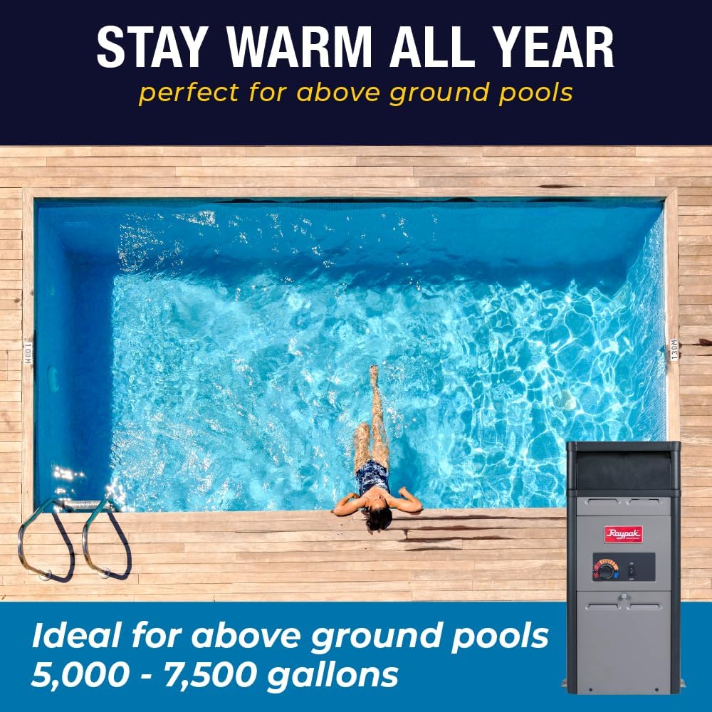Raypak PR106AENC 105,000 BTU Natural Gas Pool Heater for Above Ground Pool and Spa Elevations 0–4,999 ft (014779)