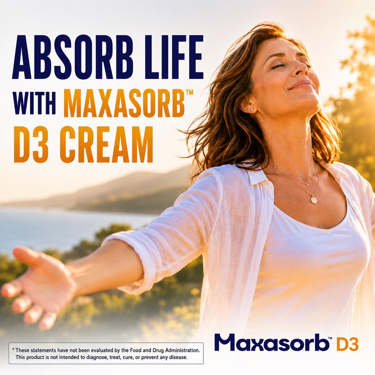 Vita Sciences Maxasorb Vitamin D3 Cream 2,000 IU, Topical Formula - 1.7 Oz | Delivers 2,000 IU of Topical Vitamin D3 Cream Per Pump - Fast-absorbing, Non-greasy, Paraben-Free Daily Skin Moisturizer.