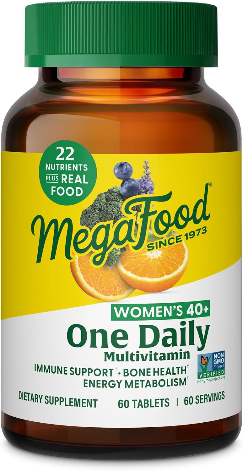 MegaFood One Daily Multivitamin for Women 40+ with 22 Nutrients, 30 Tablets | Immune Support, Cellular Energy, Muscle & Bone Health, Methylated B12, Methylfolate, Vitamin D3, C and Zinc, 30 Servings