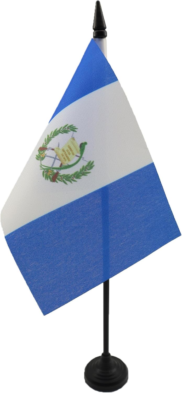 AZ FLAG Nicaragua Table Flag 4x6 in 100D Polyester Plastic Base | Indoor use Nicaraguan 15x10 cm desk flag stitched finish with reinforced edges with plastic pole
