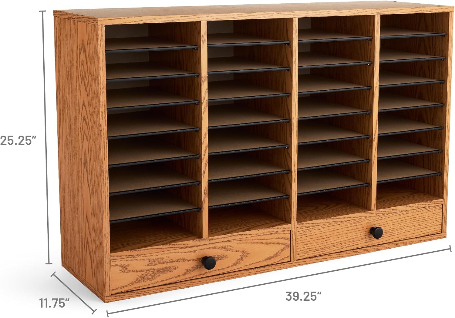 Safco Wooden Paper and Mail Organizer for Home Office and Classroom, Adjustable Shelves and Stackable, 12 Compartments with Drawers, Modern Gray