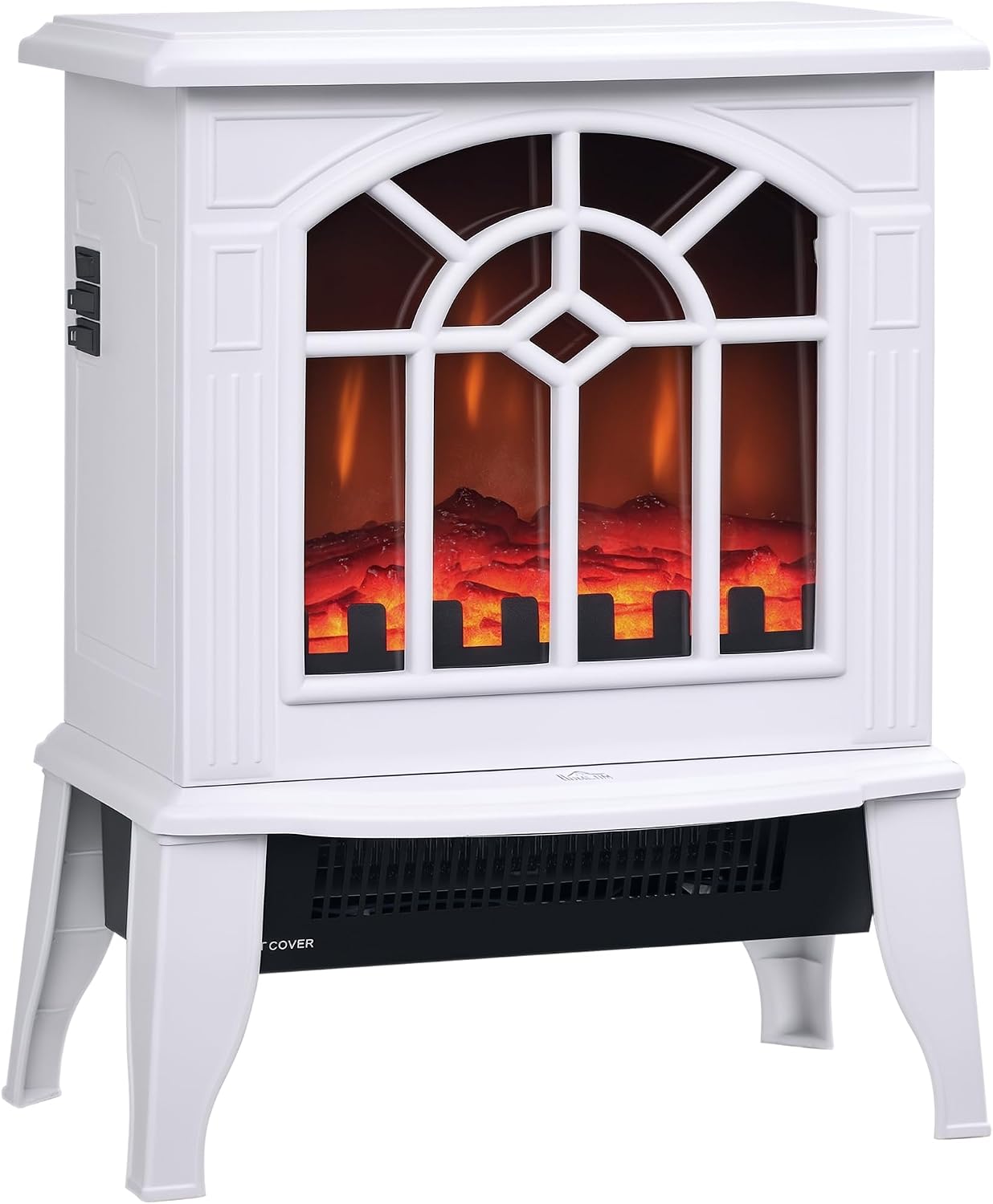 HOMCOM Electric Fireplace Stove 18" Freestanding Fireplace Heater Black | Realistic Flame, Overheating Protection, Portable, 750W/1500W
