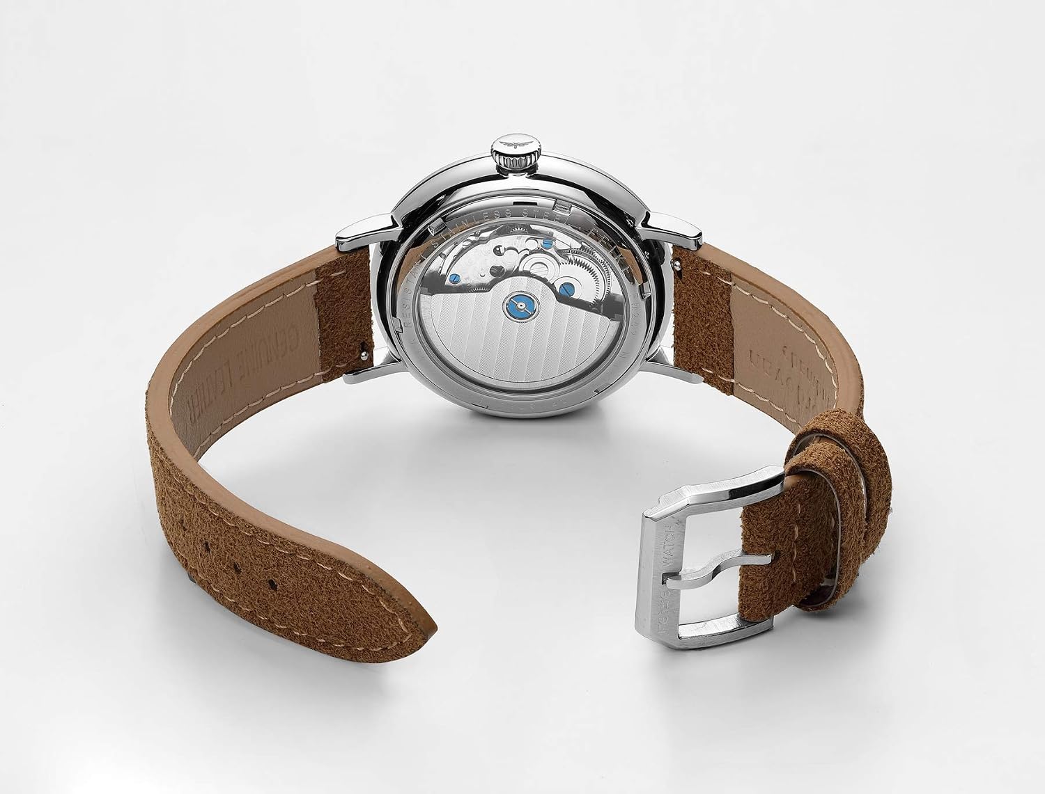FEICE Bauhaus Mechanical Watch Men's Analog Waterproof Automatic Casual Dress Watches with Domed Mirror Leather Bands Date -FM202