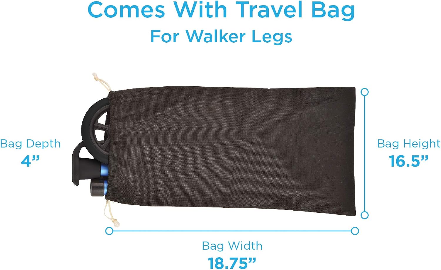 NOVA Medical Products Folding Walker with 5” Front Wheels, Glide Skis and Mobility Bag, Portable and Great for Travel, Blue
