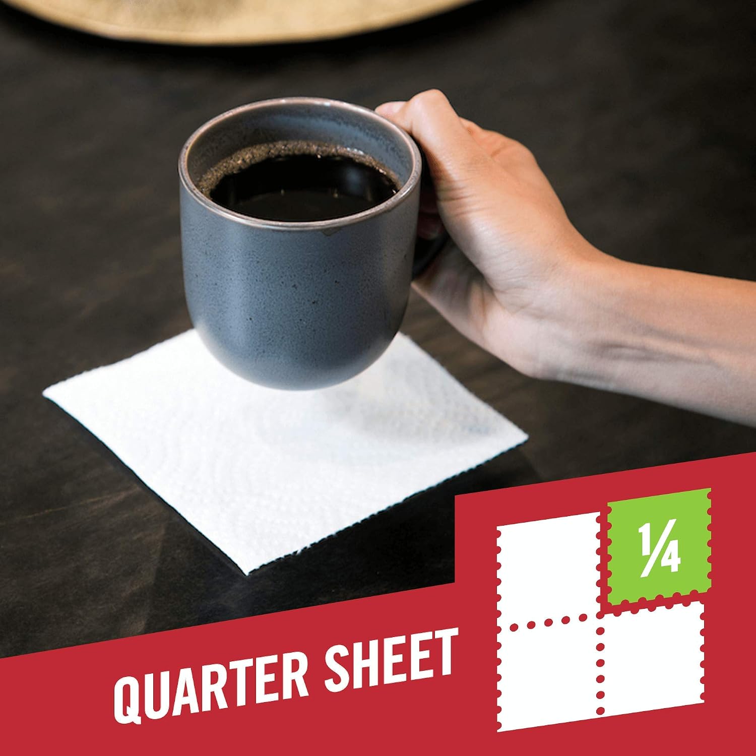 Brawny Tear-A-Square Paper Towels, 16 Double Rolls = 32 Regular Rolls, 3 Sheet Size Options, Quarter Size Sheets