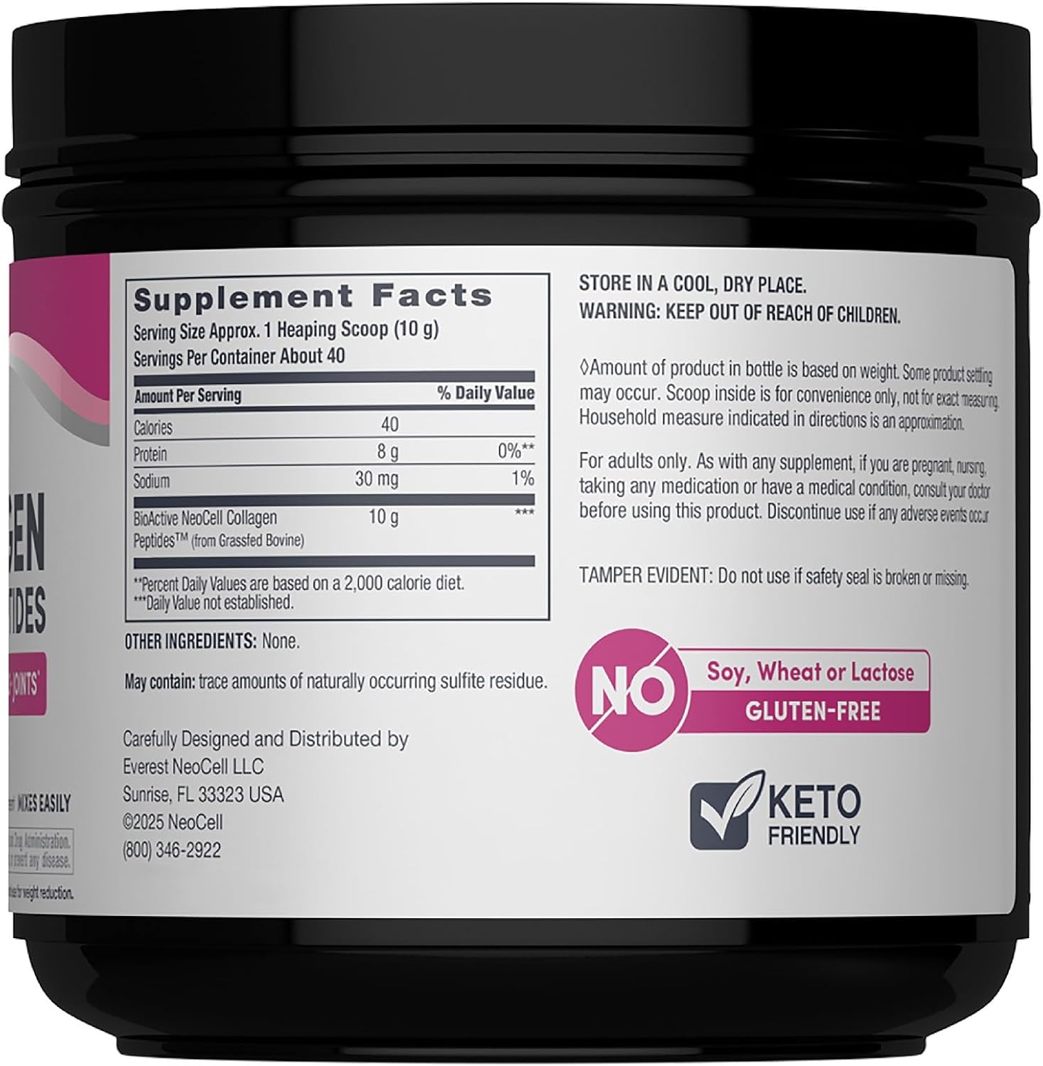 NeoCell Grassfed Collagen Peptides Powder | 7 oz | Unflavored | for Women and Men | Hair, Skin, & Nails