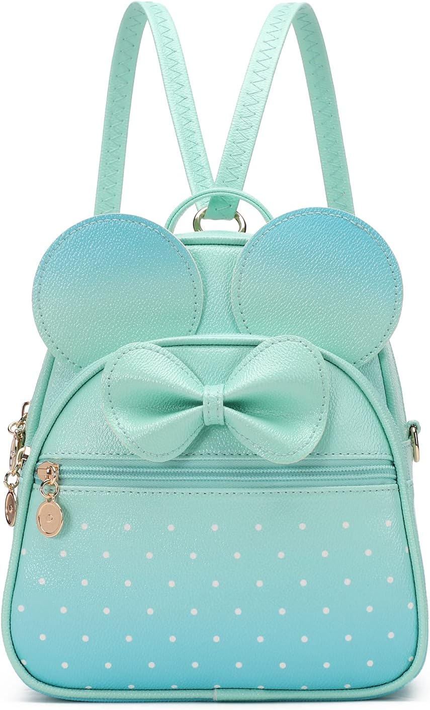 KL928 Girls Mini Backpack Bowknot Polka Dot Cute Small Daypacks Convertible Shoulder Bag Purse for Women