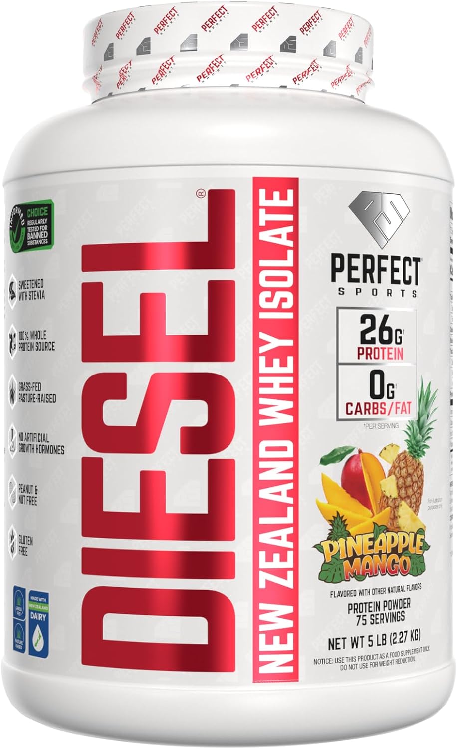 PERFECT SPORTS Diesel Whey Protein Isolate, Milk Chocolate, 2 lb