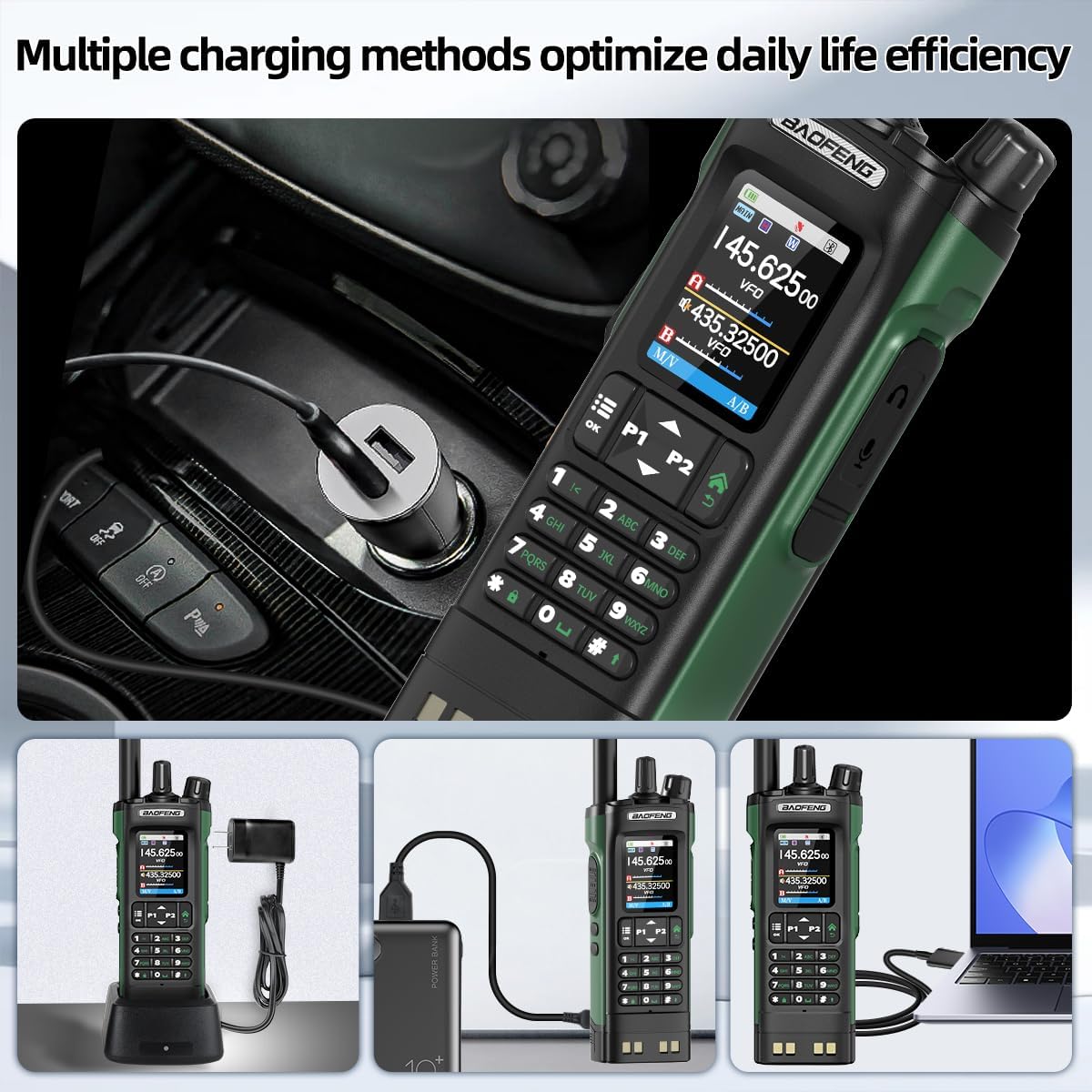 BAOFENG UV-32 Radio Ham Radio Handheld 10W Long Range Rechargeable NOAA Weather Receiver 5RM K5 Tactical Two Way Radio Walkie Talkie for Adults with