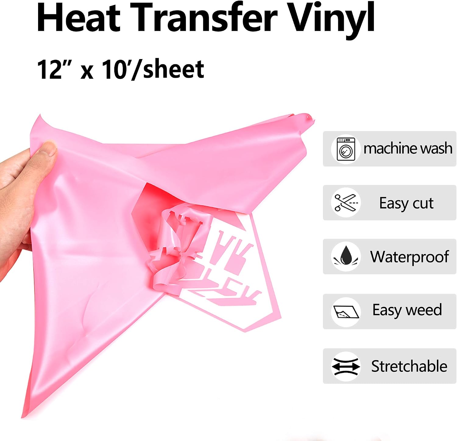 RENLITONG Heat Transfer Vinyl,12 Inch by 10ft White Iron on Vinyl