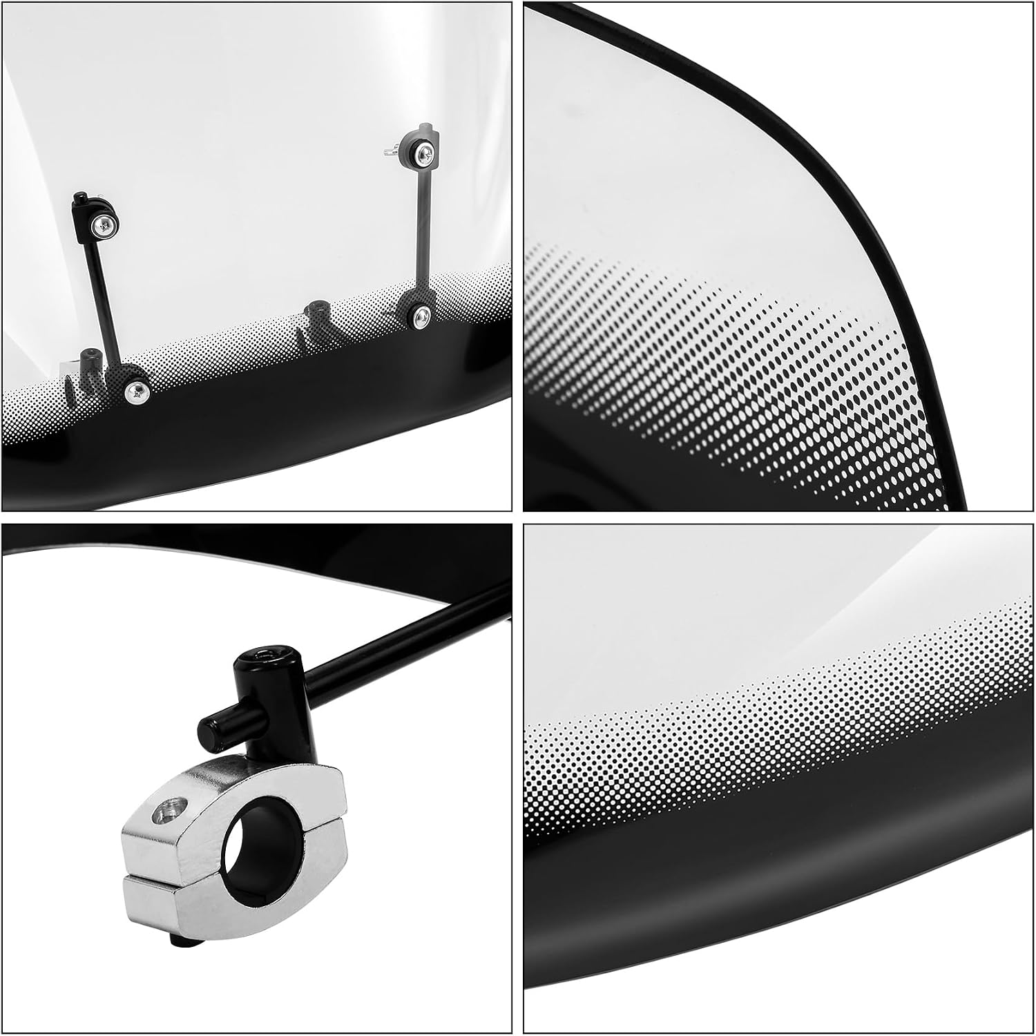 TCMT Motorcycle Large Windshields Clear Windscreen 7/8" 1" Handlebars Mounts Fit For Polaris Arctic Cat Honda Yamaha Can-Am Kawasaki ATVs