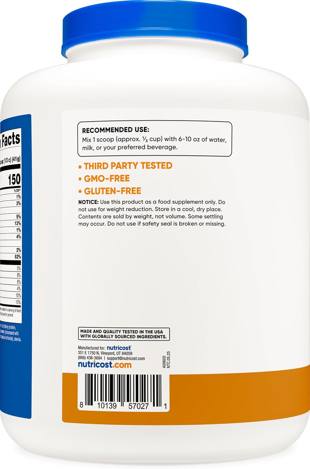 Nutricost Grass-Fed Whey Protein Isolate (Vanilla) 5LBS | GMO-Free, Gluten Free, Natural Flavors