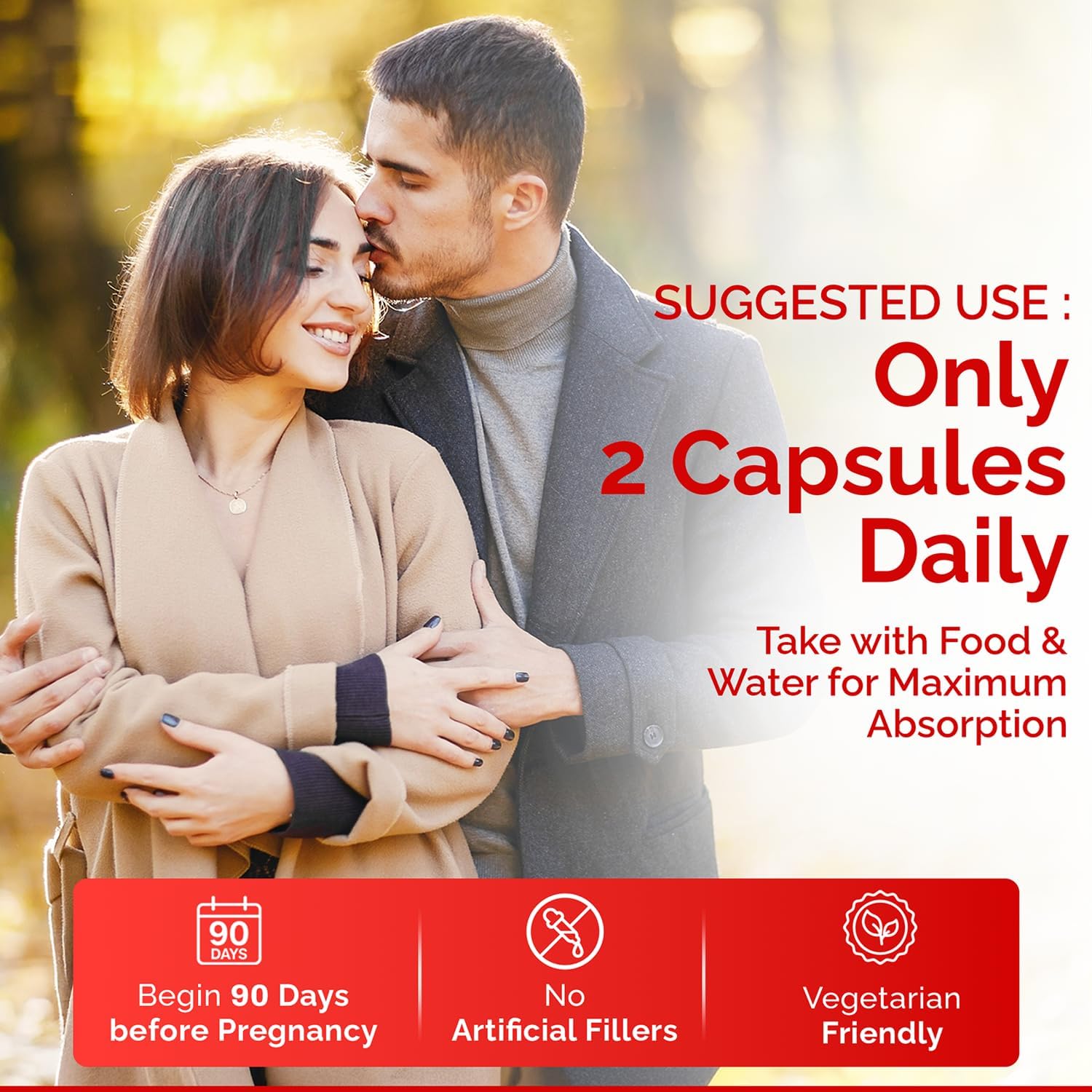 CONCEIVE PLUS Motility Support for Men, Male Fertility Supplement with L Carnitine, CoQ10 and Zinc, 60 Capsules