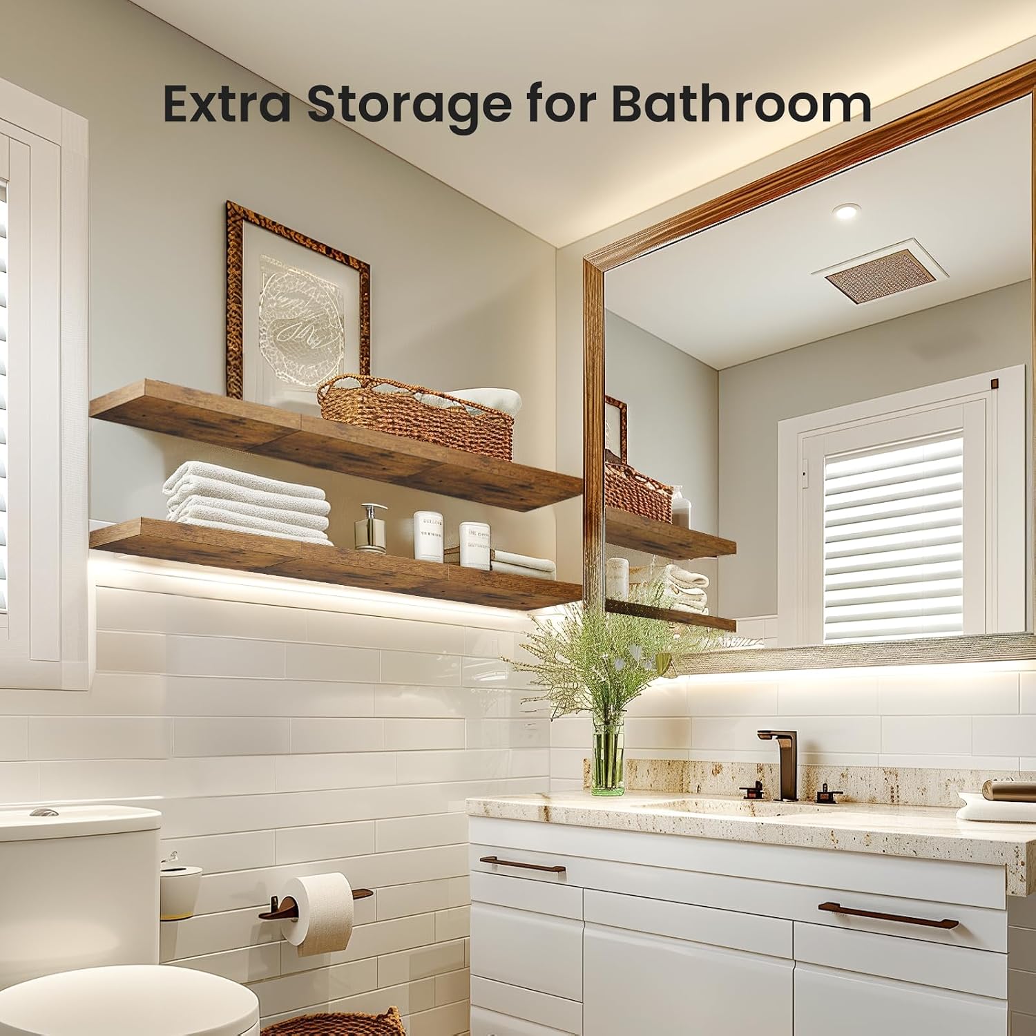 AMADA HOMEFURNISHING Floating Shelves, Wall Shelves for Bathroom/Living Room/Bedroom/Kitchen Decor