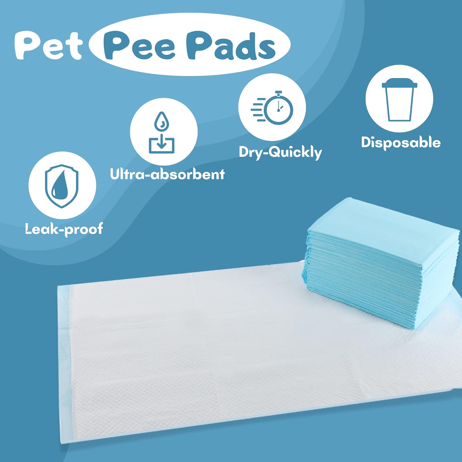 (100 Pads) CalPalmy Ultra Absorbency Pet Toilet Training Pads 18" x 13" Moisture Locking Technology Turns Liquid into Gel - Perfect for Rabbits and