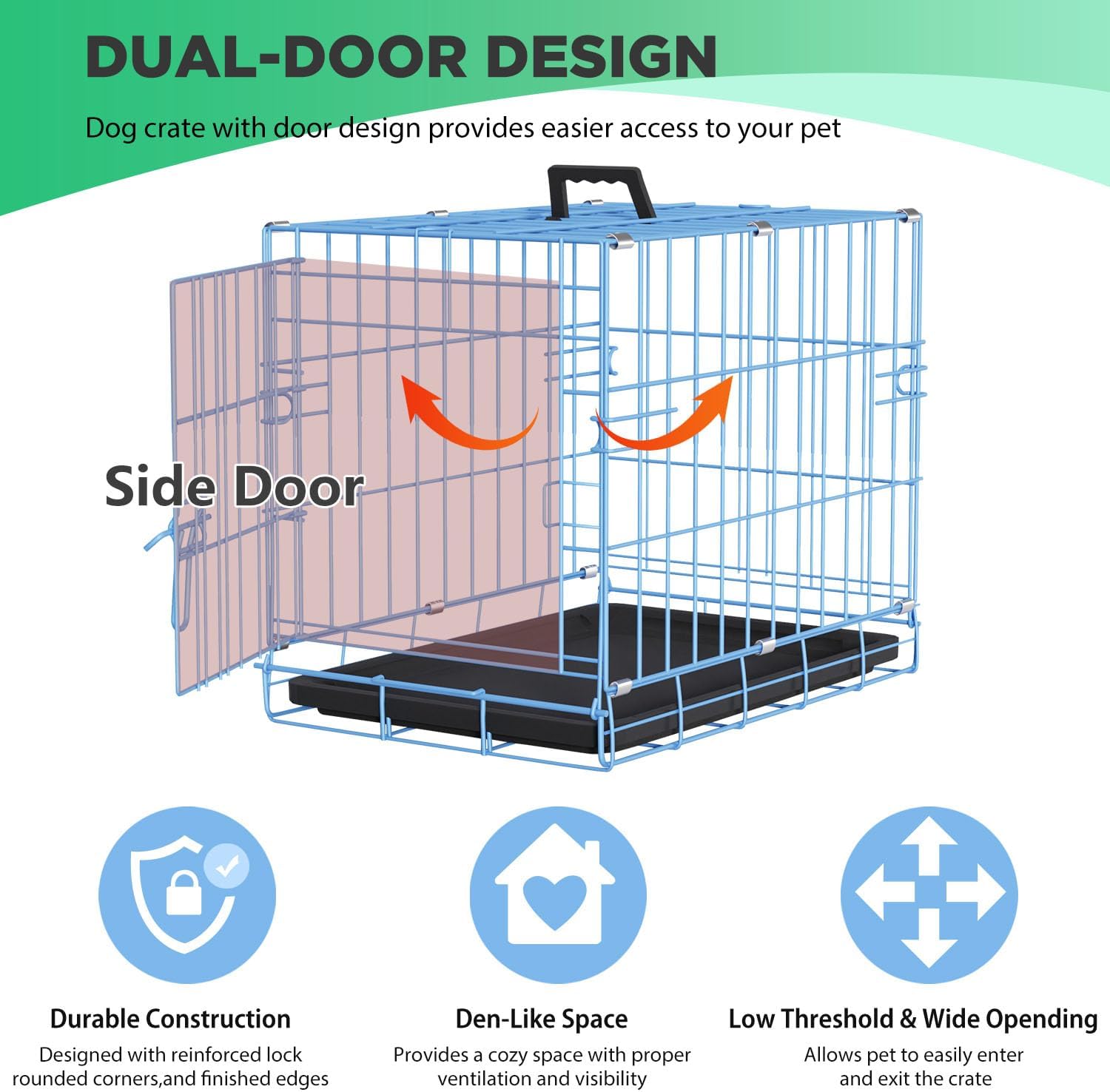 BestPet | Dog Crate | 48" | Black | Foldable Metal Kennel with Double Doors