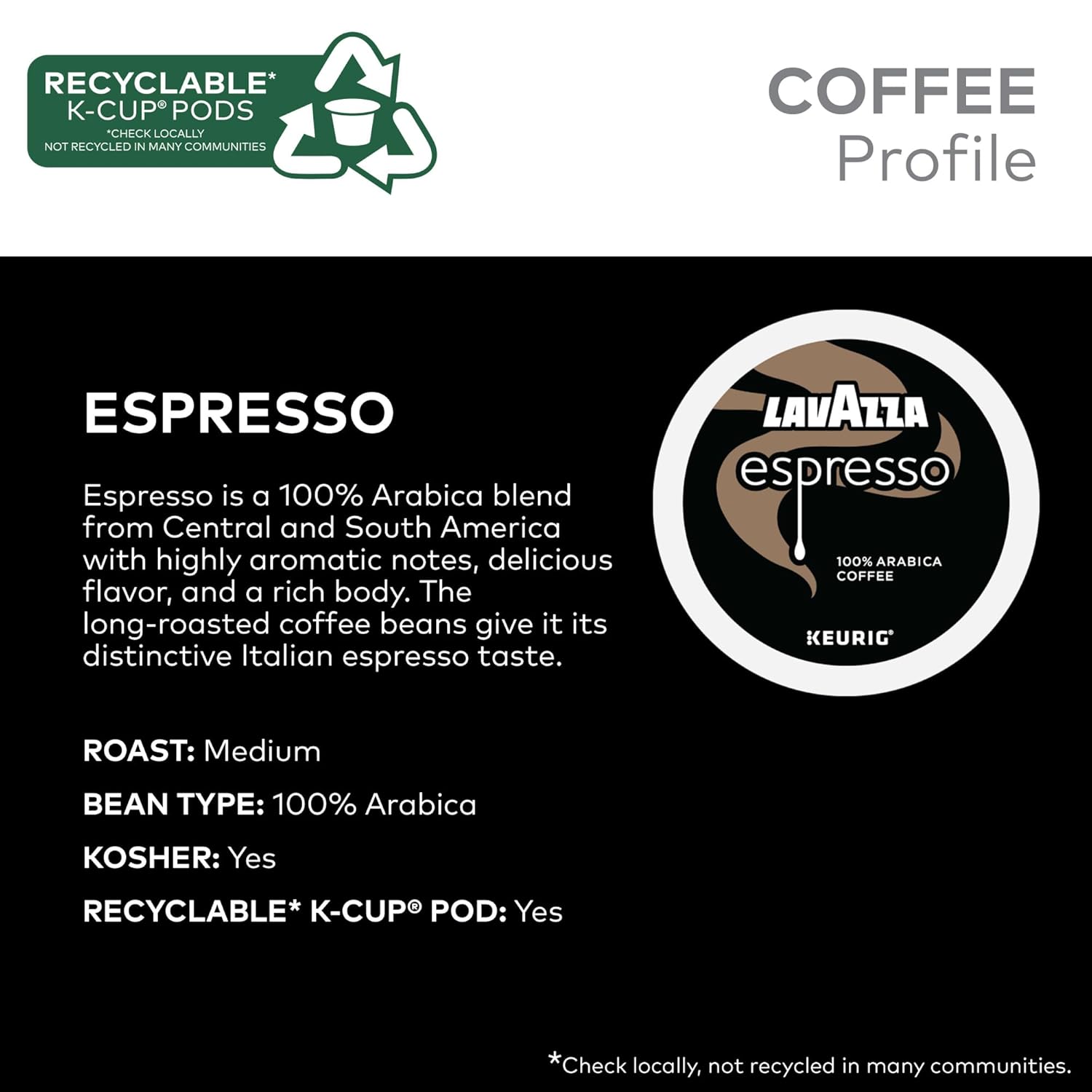 Lavazza Espresso, Single-Serve Keurig K-Cup Pods, Medium Roast Coffee, 32-Count Box