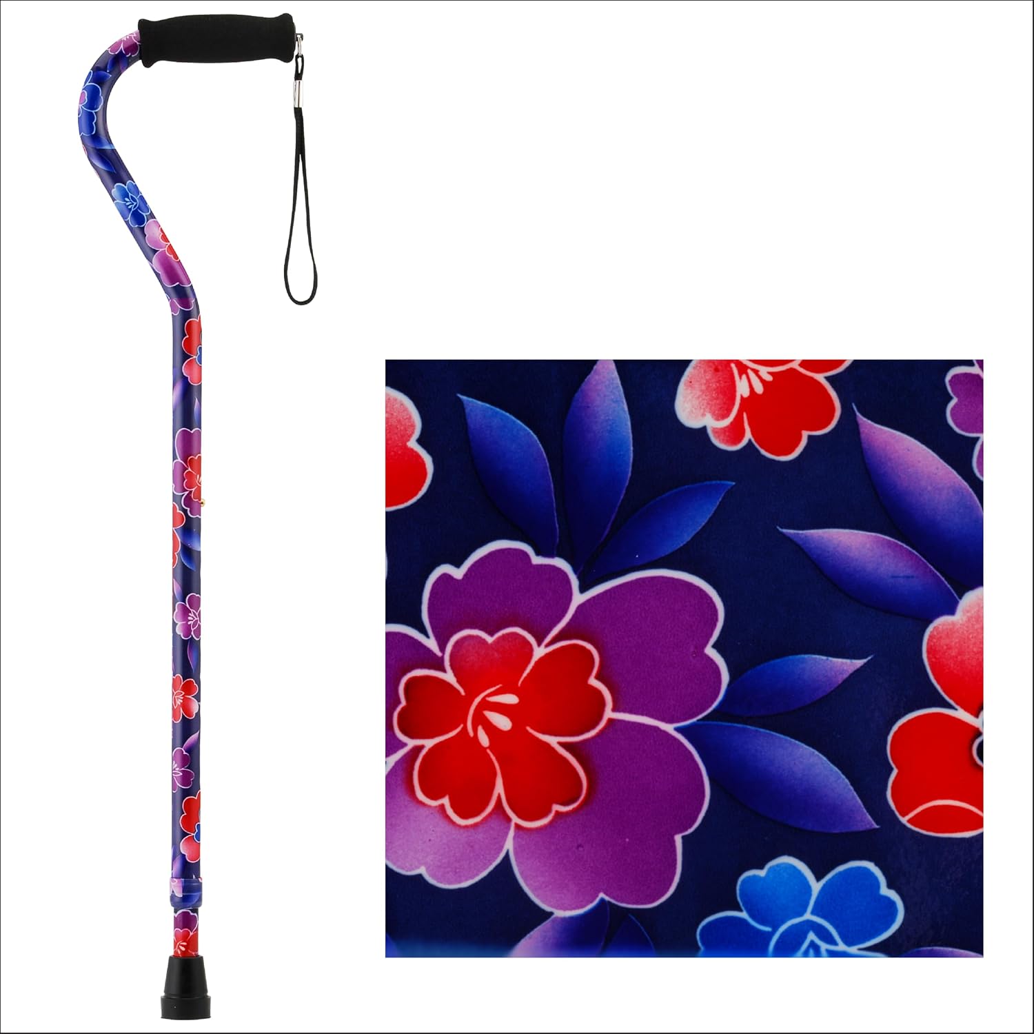 NOVA Offset Walking Cane for Seniors, Men & Women – Lightweight Adjustable Walking Cane with Soft Foam Grip, Wrist Strap