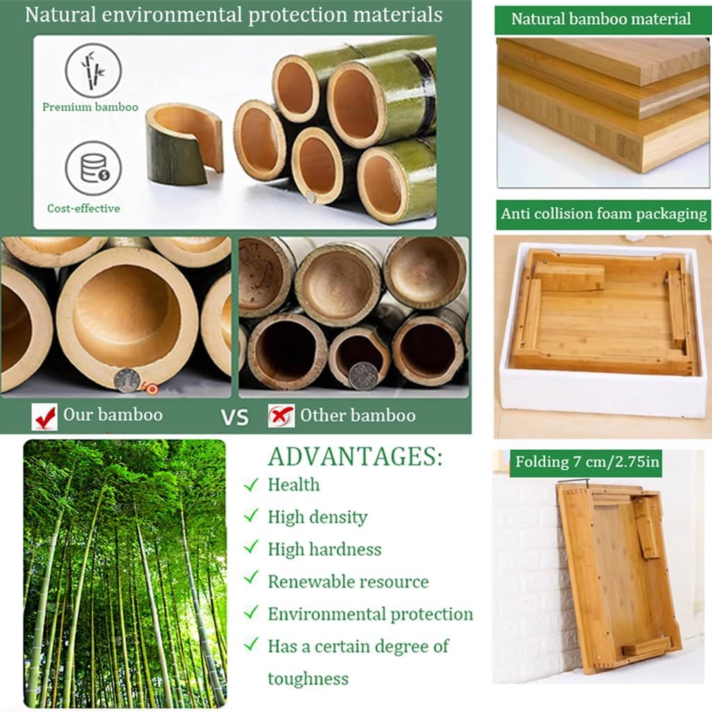 SH-tables Folding Table, Japanese-Style Household Square Bamboo Table, Computer Desk, Low Bamboo Table, Multi-Function Small Dining Table