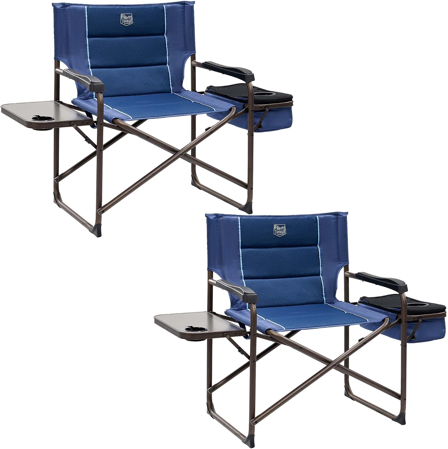 Timber Ridge XXL Oversized Directors Chair 600lbs - Heavy Duty Camping Chair with Cooler Bag & Table, Portable Folding Chair with Wide Seat for Tailgating, Patio, Outdoor - Grey