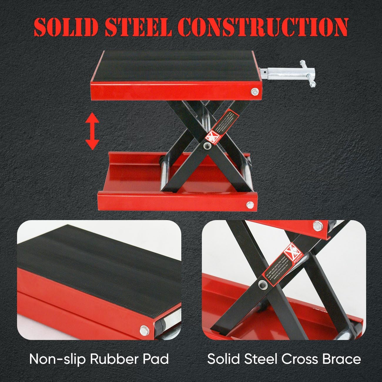 Motorcycle Lift 1100 LB Capacity Wide Deck Motorcycle Center Scissor Lift Jack Hoist Stand for Street Bikes Cruisers Touring Motorcycles Scooter ATVs