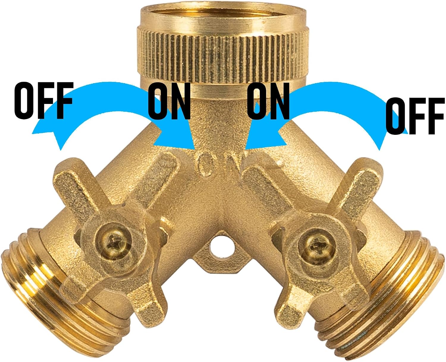 Hourleey Brass Garden Hose Splitter (4 Way), Solid Brass Hose Connector 3/4", Hose Spigot Adapter 4 Valves with 4 Extra Rubber Washers