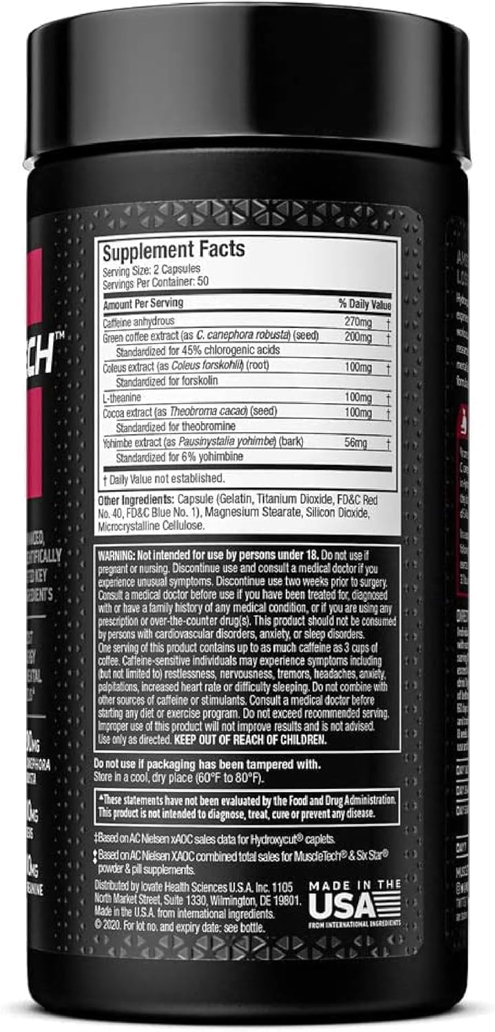 Hydroxycut Hardcore Elite - Energy & Metabolism Support for Men & Women - 270 mg Caffeine Anhydrous & 200 mg Green Coffee Extract - Rapid Release