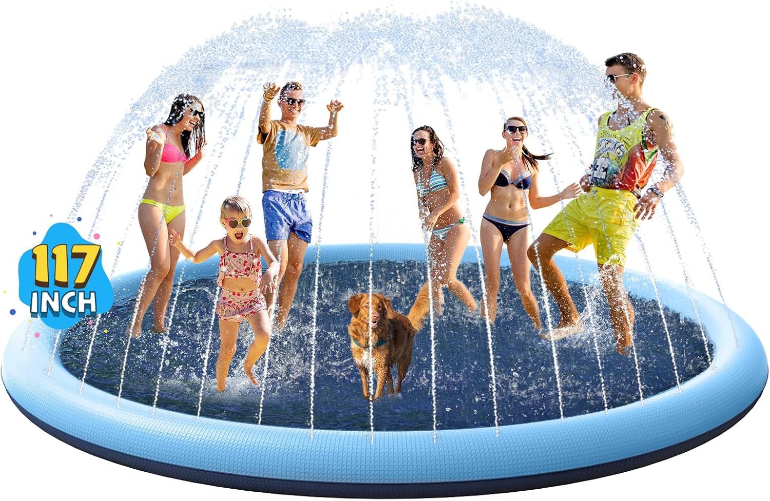 VISTOP 67" Non-Slip Splash Pad for Kids and Dogs, Thickened Sprinkler Pool for Toddlers, Outdoor Backyard Water Toys, Fun Fountain Play Mat for Babies
