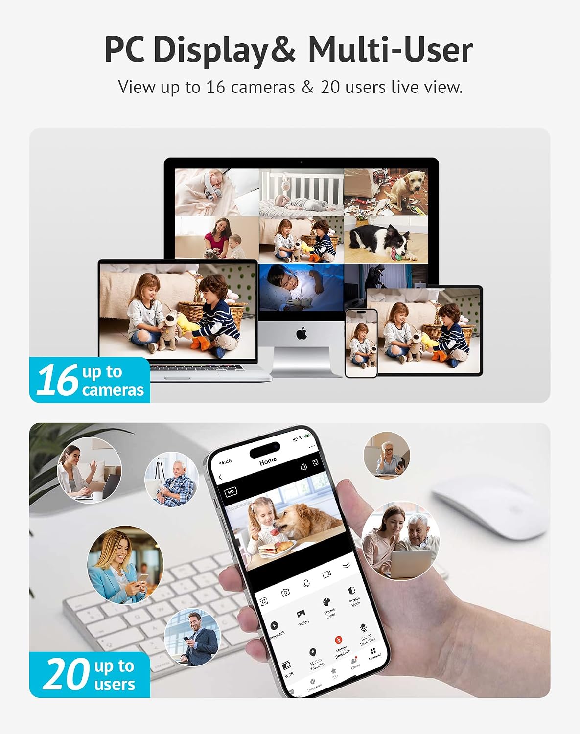 LaView Security Cameras 4pcs, Home Security Camera Indoor 1080P, Wi-Fi Cameras Wired for Pet, Motion Detection, Two-Way Audio, Night Vision, Phone App