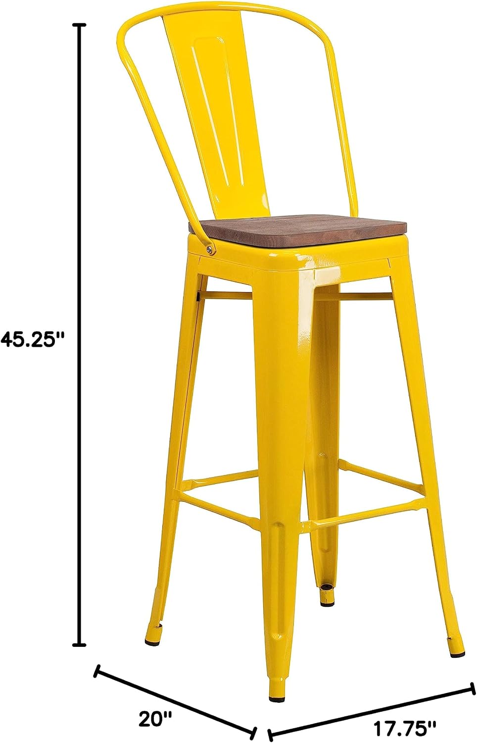 Flash Furniture 30 in Metal Barstool with Back, Blue | Commercial Grade, Removable Back, Indoor/Outdoor Use