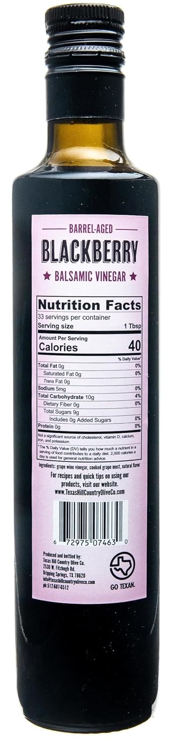 White Lemon Balsamic Vinegar - Gourmet Barrel Aged Infused Balsamic Vinegar - Great for Dressing Dipping Glazing - No Artificial Flavors or Added Sugar - Made in Texas (8.5 oz)