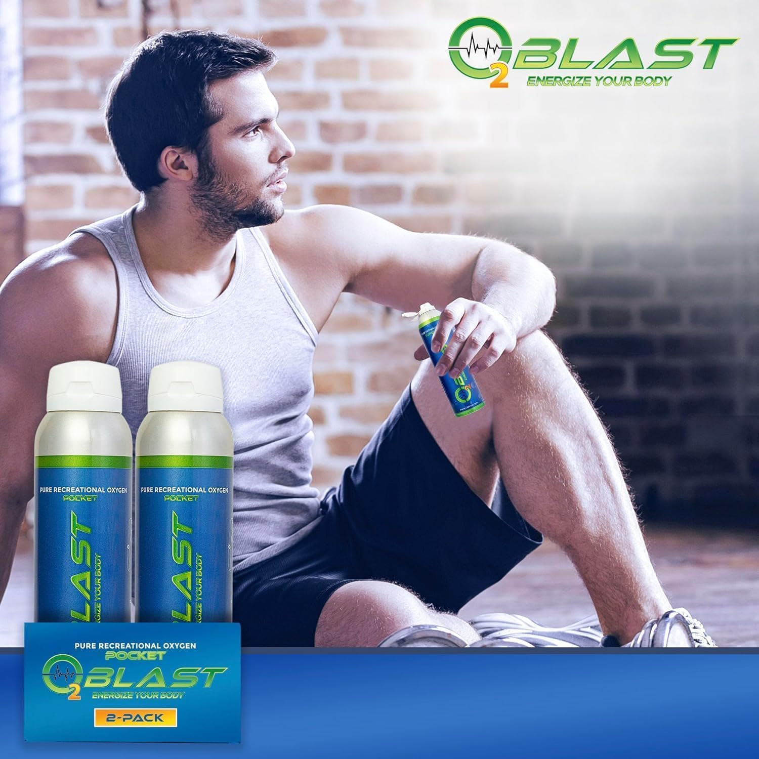 O2 Blast - 4L Portable Oxygen Can with Flip-Top Cap, Compact Design, 6-Pack
