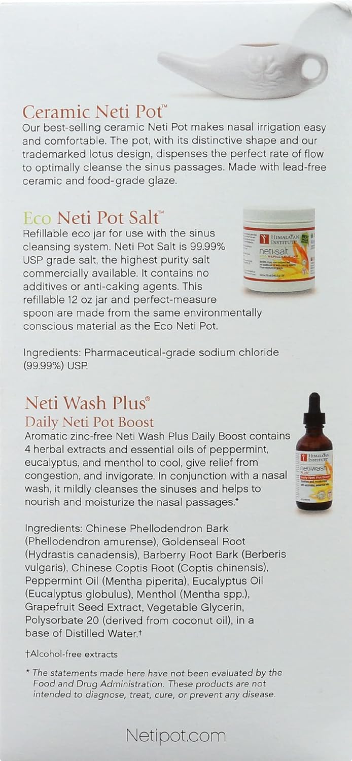 Himalayan Chandra Neti Pot Complete Sinus Cleansing System Starter Kit