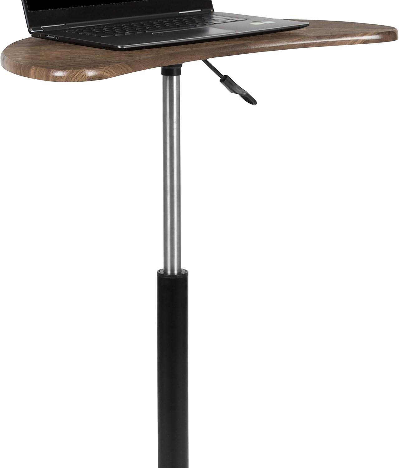 Flash Furniture Eve Sit to Stand Mobile Laptop Desk/Speaker's Lectern with Wheels, Modern Height-Adjustable Portable Standing Computer Desk, Black | Heavy Duty Nylon Base, Dual Wheel Casters