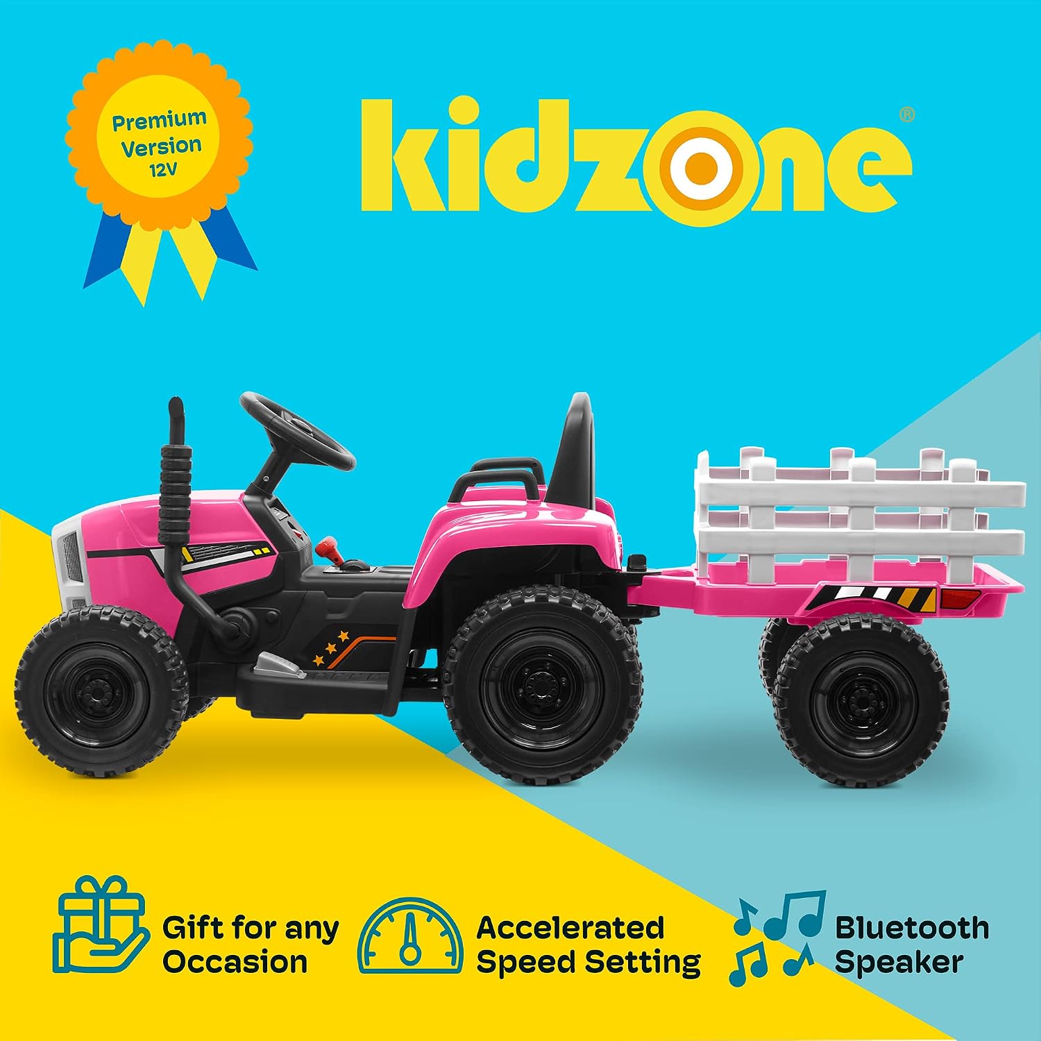 Kidzone 12V 7Ah Premium Electric Tractor Ride On Toy, Green