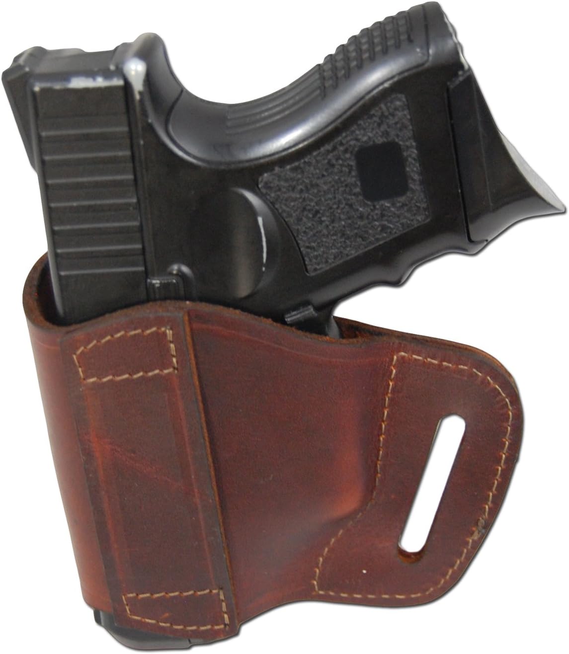 Barsony New Burgundy Leather Yaqui Style Gun OWB Holster for Compact Sub-Compact 9mm 40 45