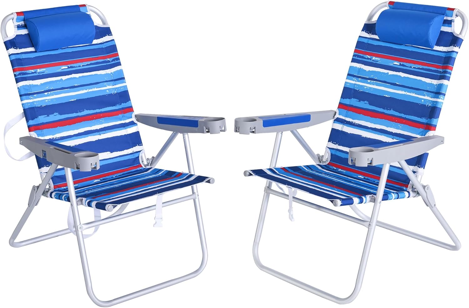 SUNNYFEEL Oversized Tall Folding Beach Chair Lightweight, 17" Portable Sand Chair for Adults Heavy Duty 500 LBS with Cup Holders