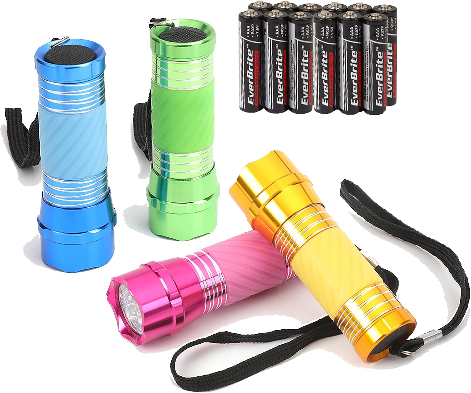 EverBrite 18-Pack Mini LED Flashlight Set,Portable Compact | Ideal for Hurricane Supplies Camping, Night Reading, Cycling, BBQ, Party, Backpacking,with Lanyards & 54 x AAA Batteries