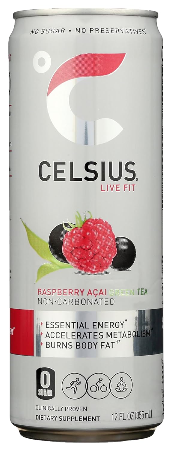 CELSIUS Sparkling Peach Vibe, Functional Essential Energy Drink 12 Fl Oz (Pack of 4)