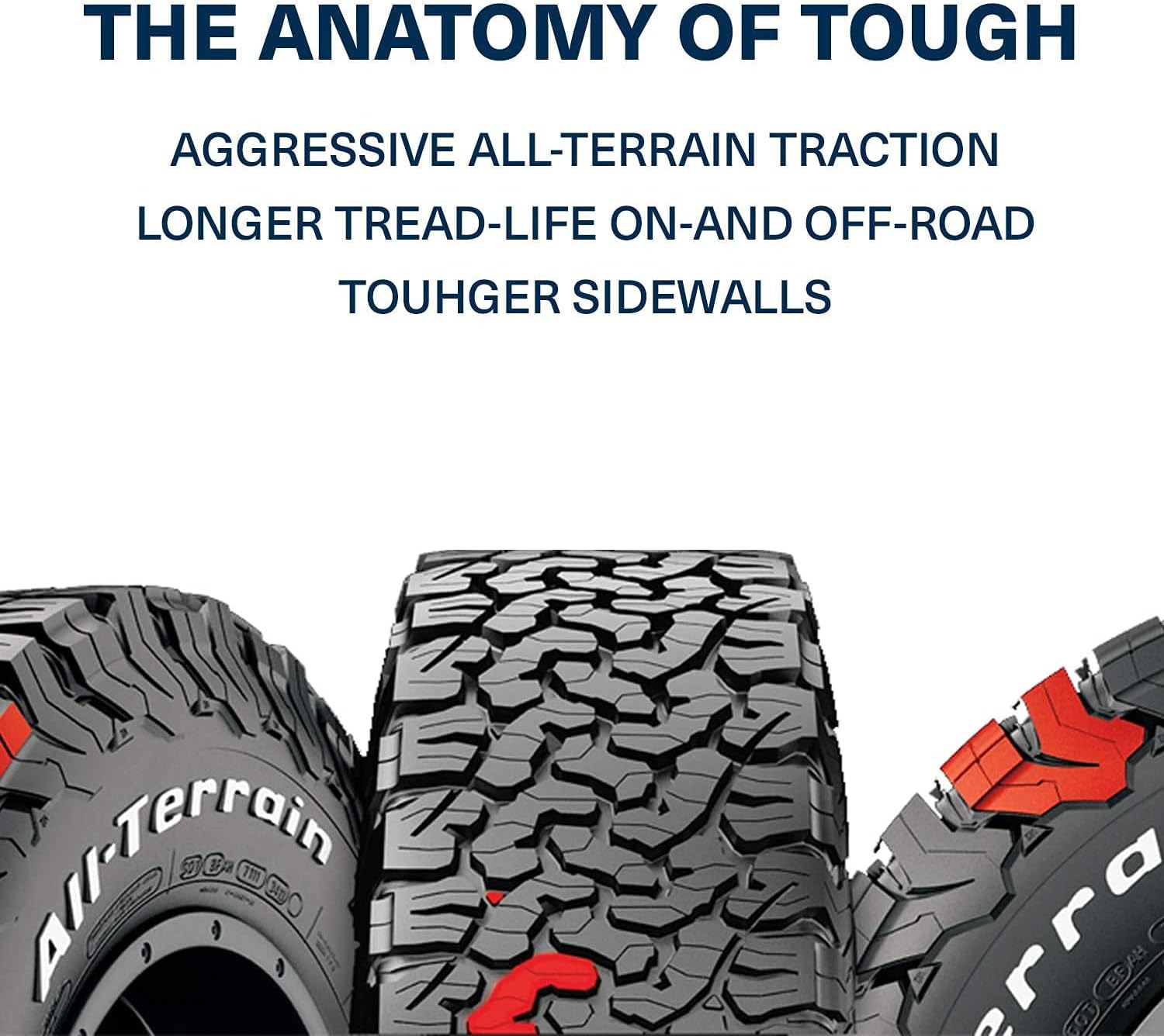 BFGoodrich All Terrain T/A KO2 Radial Car Tire for Light Trucks, SUVs, and Crossovers, LT265/70R16/E 121/118S | Light Truck All Terrain All Weather Traction 121/118S Rated E (10 Ply) Radial Construction Outlined Raised White Letters Tire
