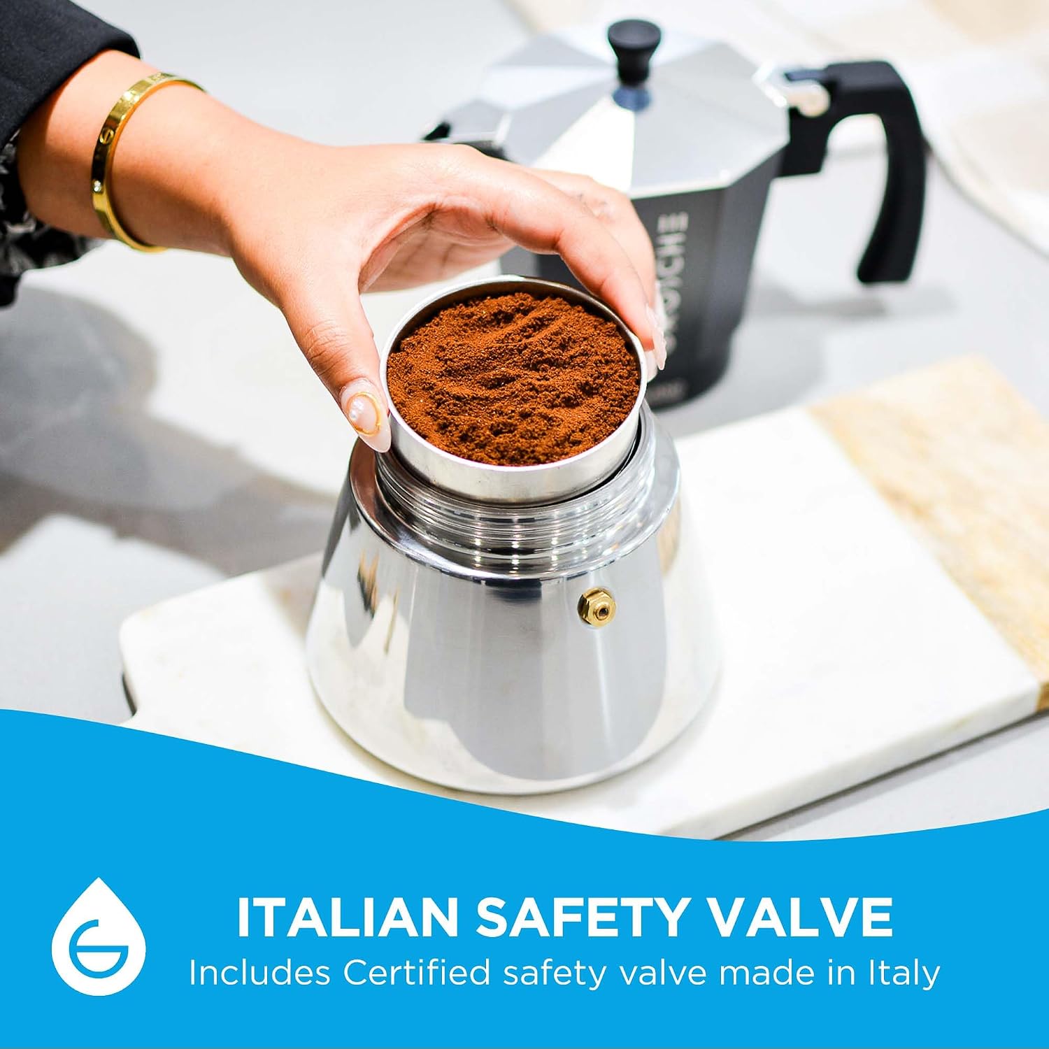 GROSCHE Milano Moka Pot | 9 Espresso Cup - 15.2 oz | Stovetop Espresso Percolator & Coffee Maker – Portable, Ideal for Home and Camping | Cuban Coffee Maker And Italian Moka Pot For Stovetop Espresso; For Gas, Electric, And Propane Stoves With A Soft-Tou…