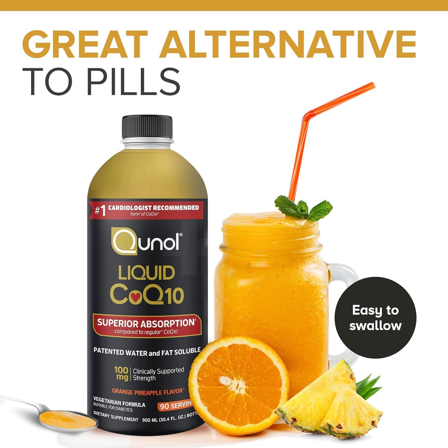 Qunol Liquid CoQ10 100mg, Superior Absorption, Antioxidant, 20 Ounces | #1 Cardiologist Recommended Supplement for Heart Health, Coenzyme Q10 Supplement to support Vascular Health & Cellular Energy