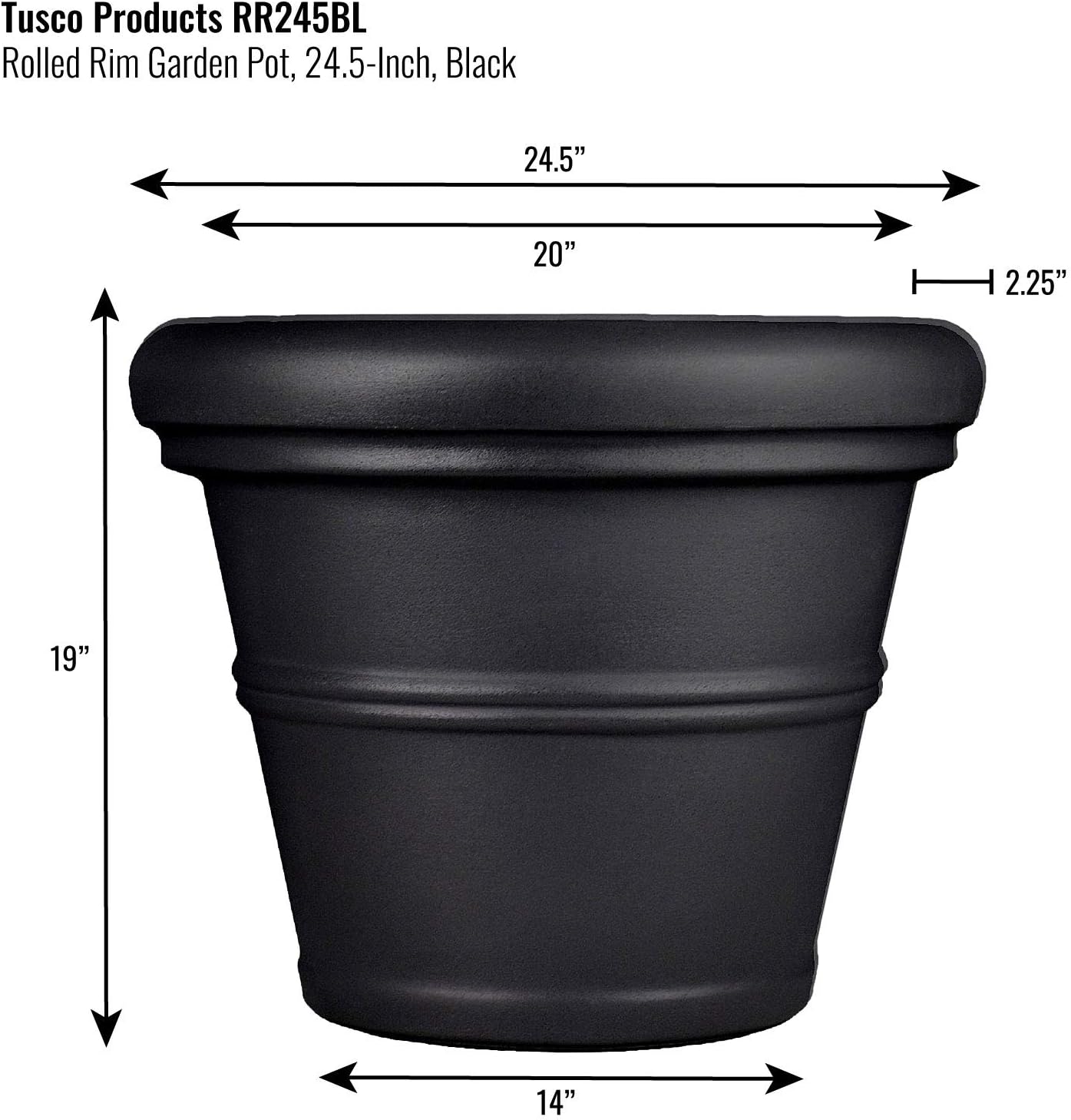 Tusco Products T30 Rolled Rim Pot, Round, Terra Cotta, 30-Inch