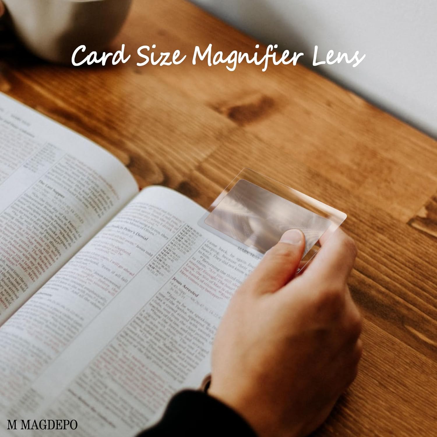 MagDepo 6 Pack Credit Card Size Magnifier Ruler Fire Starter Magnifying Glass Wallet Pocket Magnifier for Reading Small Print, Map, and Book-Blue