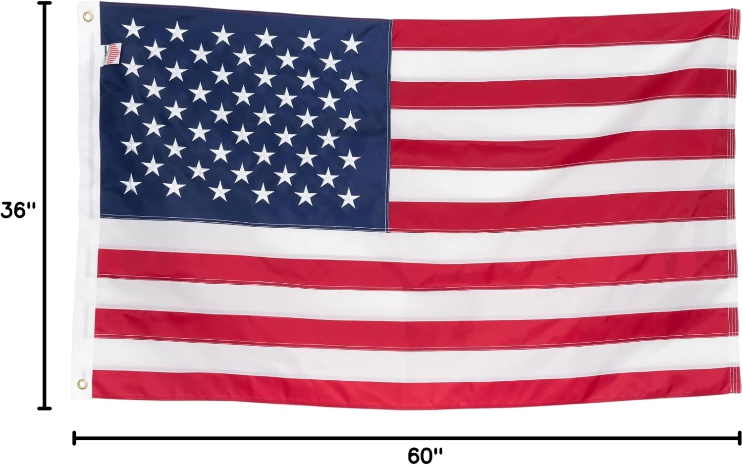 American Flag 5x8 ft Embroidered Stars Sewn Stripes | Embroidered USA flag with vivid colors and quadruple stitched fly end for enhanced durability. Features 210D Nylon